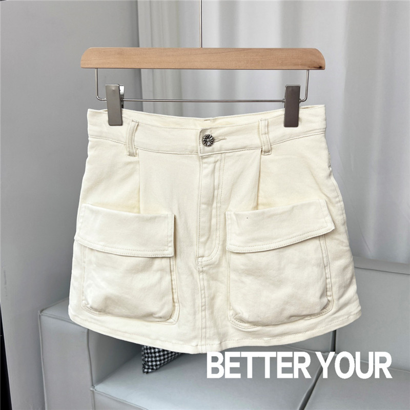 High-Quality ~23 Summer New Niche High-Waisted Casual Versatile Stretch Twill Workwear Half Skirt Shorts for Women