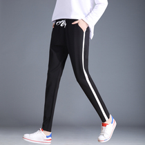 2021 New slim high waist casual pants nine-point womens pants thin straight Haren pants sports pants womens loose summer
