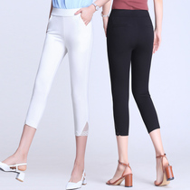 Summer plus size Capri pants female summer thin thin fat mm elastic leggings outside wearing elastic waist 200 Jin pants