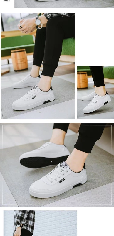 Giày trắng mới Giày nam Giày thông thường Giày nam Giày đế xuồng Phiên bản Hàn Quốc của xu hướng giày vải thể thao mùa thu hoang dã giày thể thao nam giảm giá