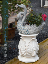 Garden swan flower pot landscape animal ornaments Roman columns courtyard villa entrance garden home decoration decorations