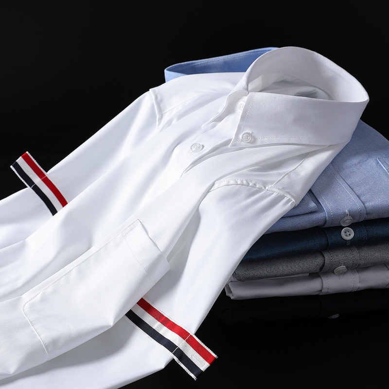 Thon Berry Long-Sleeve Casual Tb Shirt Slim Fit Wrinkle-Free White Shirt Men's Business Couple Style Women's Trendy Brand