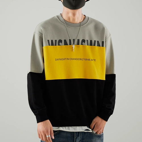 Японская толстовка для отдыха, осенний трендовый комплект, лонгслив, круглый воротник, оверсайз