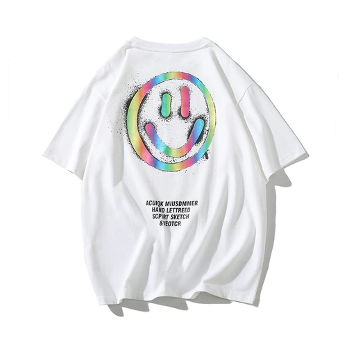 Хлопковая базовая приятная телу футболка с коротким рукавом для влюбленных, оверсайз