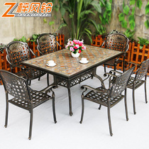 Zi wind chime outdoor table and chair balcony furniture coffee cast aluminum leisure table and chair courtyard iron art five-piece table and chair combination