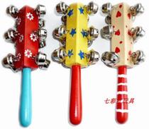 Promotional toddler Orff percussion instrument childrens painted 12 hand rattle square twelve stick rattle bell