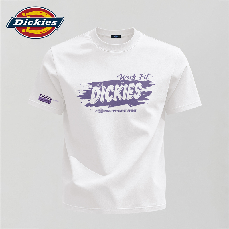 Dickies White Pure Cotton Round Neck Short-Sleeve T-Shirt for Men, Summer Loose Fit, Breathable, Versatile Printed Trendy Brand Base Shirt Dickies White Pure Cotton Round Neck Short-Sleeve T-Shirt for Men, Summer Loose Fit, Breathable, Versatile Printed Trendy Brand Base Shirt