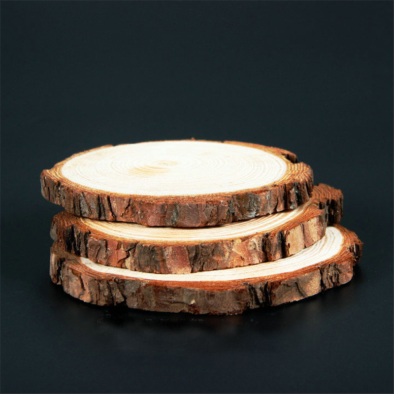 10 sheet Loaded Solid Wood Cups Cushion Round Natural Wood Pile Insulation Mat table mat Mat Slip Mat Creative Cocktail Decorative Cushion