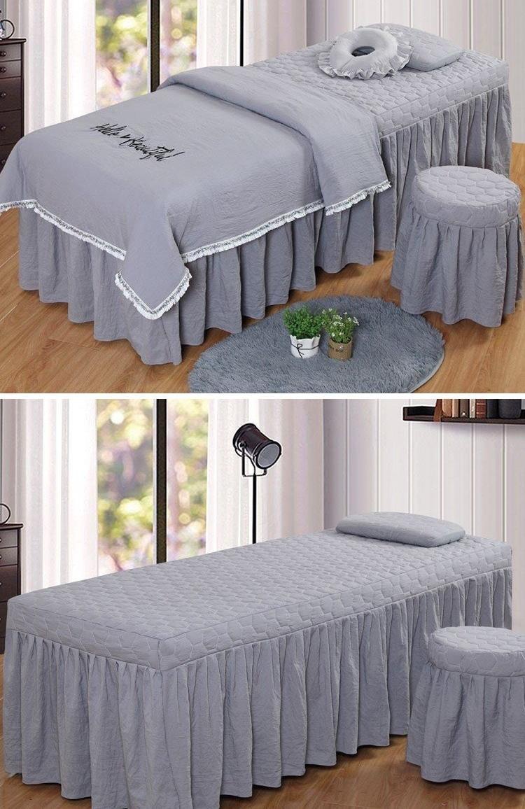 Massage phong cách Bắc Âu làm đẹp giường cao cấp bao gồm giường bao gồm bốn bộ bông màu hồng bông màu xám - Trang bị tấm mẫu ga phủ giường spa