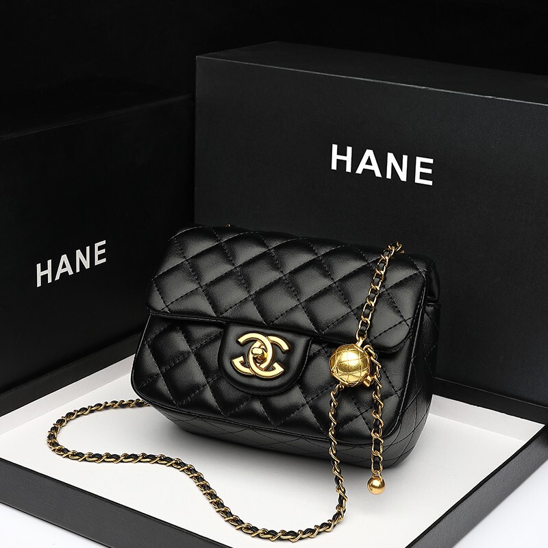 Square-Shaped Chubby Little Gold Ball Chain Bag for Women, 2026 New Style, Small Chanel-Style Quilted Genuine Leather Sheepskin Bag, Single Shoulder Crossbody Bag Square-Shaped Chubby Little Gold Ball Chain Bag for Women, 2026 New Style, Small Chanel-Style Quilted Genuine Leather Sheepskin Bag, Single Shoulder Crossbody Bag