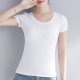 Solid color short-sleeved T-shirt women's bottoming shirt white tight body shirt round neck short summer slim fit inner top