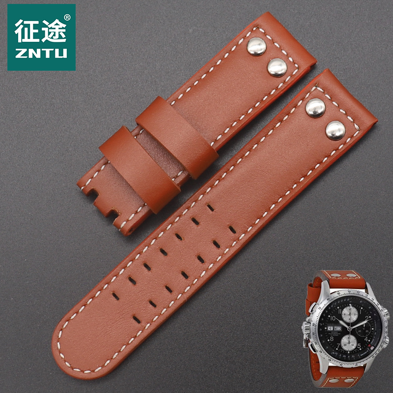 Handmade Hamilton Leather Watch Strap, Hamilton Khaki Field Watch Strap, Men's Watch Band, Brown-Red, 22mm