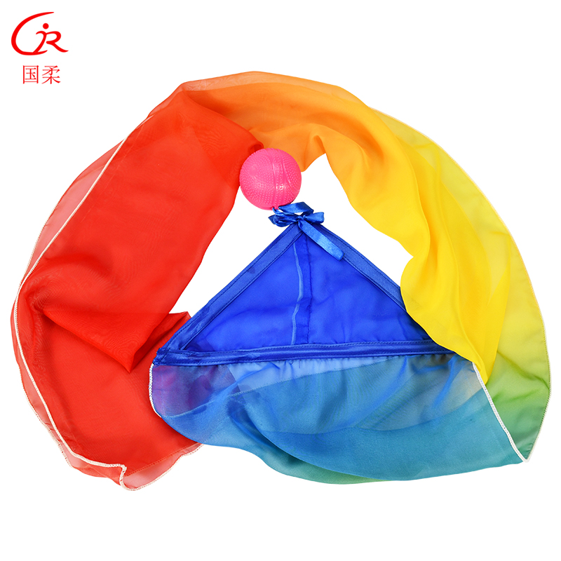 Guorou Quartz Sand Triangle Long Silk Ball Colored Yarn Ribbon Tai Chi Soft Ball Jiujiu Star Ribbon Ball Performance