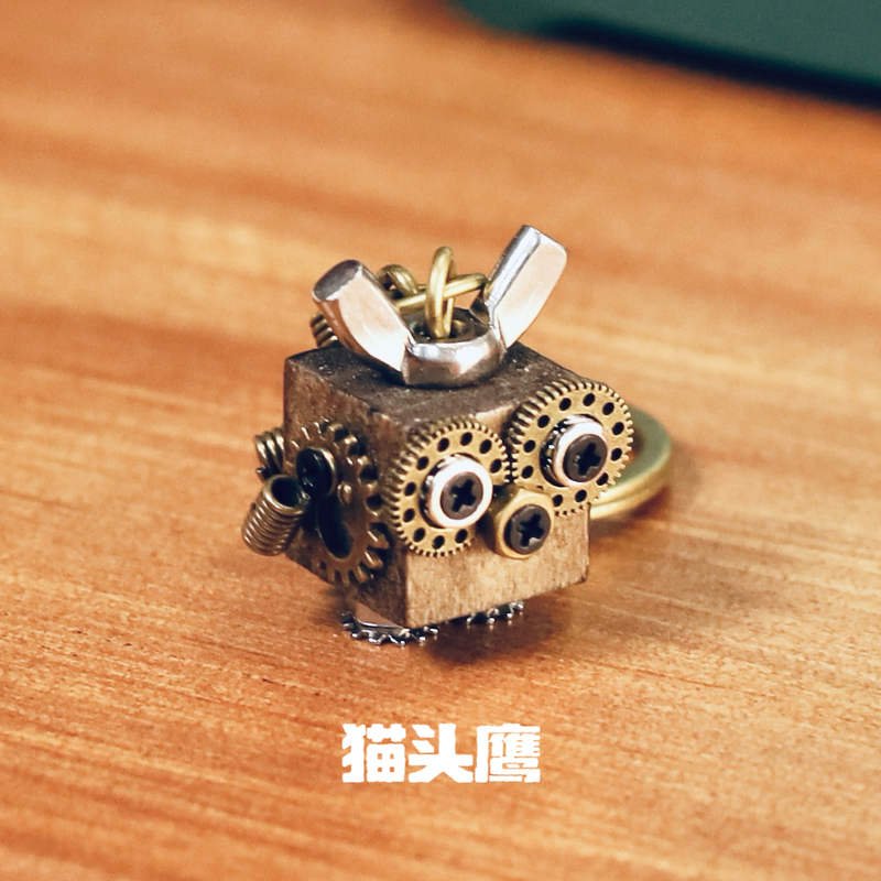 Little Owl Original Handmade Punk Robot Pendant Necklace Keychain Cute Niche Gift Bag Charm