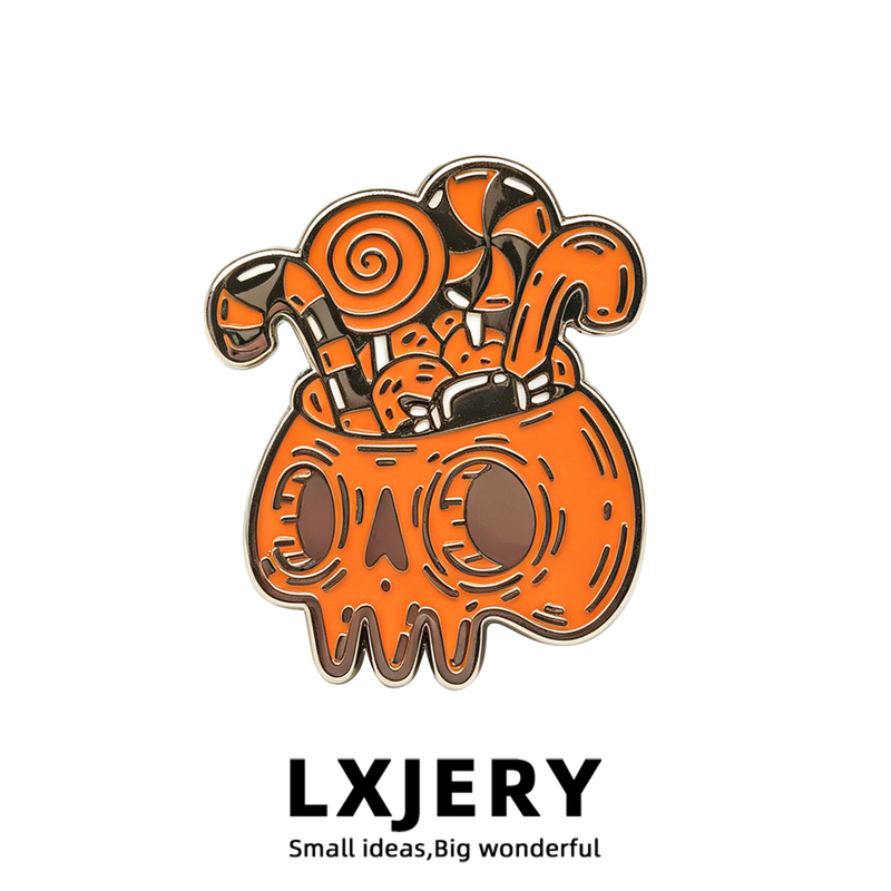Lxjery Cartoon Skull Candy Cane Jar Brooch Halloween Metal Badge Creative School Bag Decoration Lxjery Cartoon Skull Candy Cane Jar Brooch Halloween Metal Badge Creative School Bag Decoration