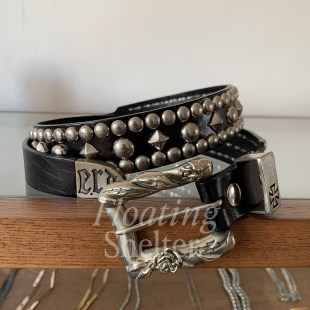 Leather denim belt, cowhide, punk style