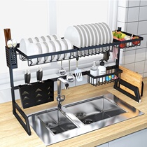 Weipu kitchen sink rack dish storage rack black stainless steel household sink drying kitchen drain rack