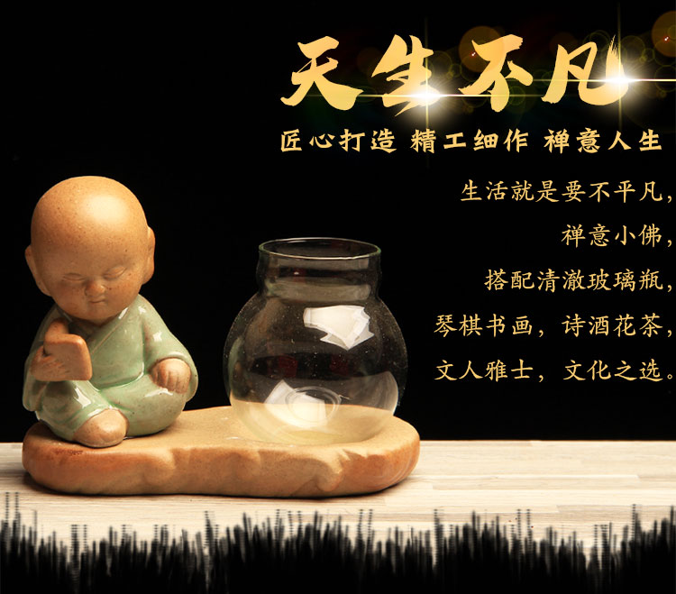 Qin cờ vua thiền Zen nhỏ Phật sáng tạo chậu hoa gốm nước thủy canh chậu hoa thủy tinh đặc biệt trong nhà bình thủy tinh - Vase / Bồn hoa & Kệ chậu trồng cây ban công
