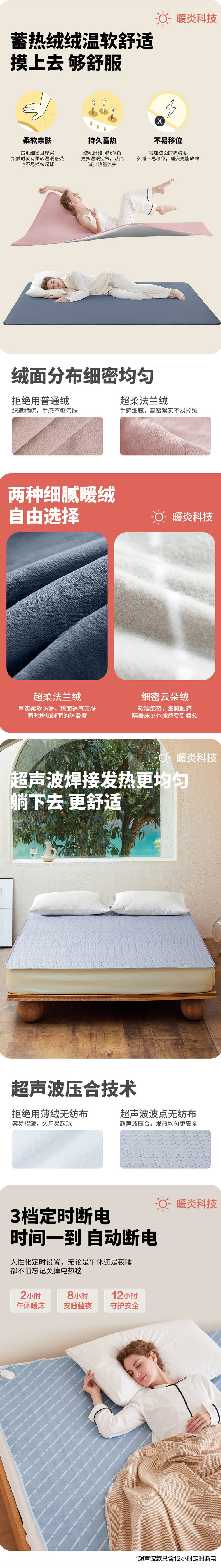网易严选 加厚法兰绒可水洗电热毯 图4