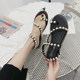 Bohemian pearl sandals women's 2023 summer new flat-bottomed Roman fairy wind snake-shaped winding beach sandals