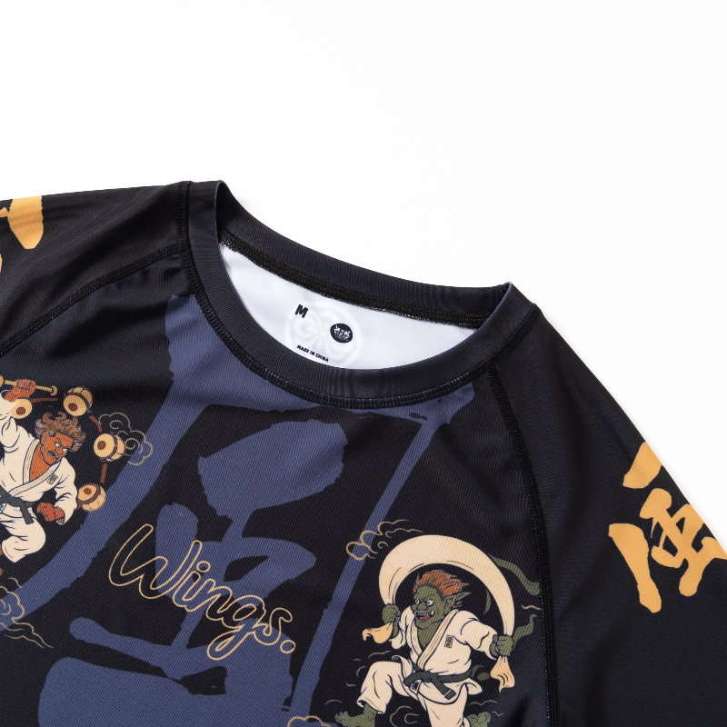 Feng Lei Shen Brazilian Jiu-Jitsu Rash Guard Rash Guard Clothing Ukiyo-E Japanese Style T-Shirt Training Pants Quick-Drying Clothing Wings