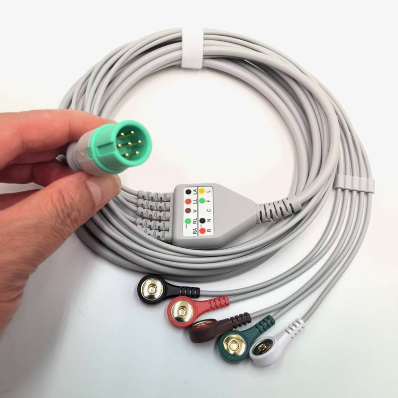 蓝头7针适用新款CONTEC康泰CMS7000 8000 9000监护仪心电导联线