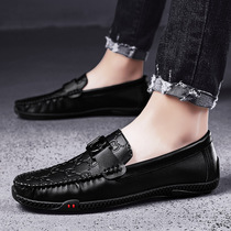 Black beanie shoes mens spring new 2021 trend summer lazy casual pedal shoes mens driving shoes