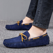 Spring Doudou shoes mens leather frosted large size pedal mens shoes trend British youth mens casual lazy shoes