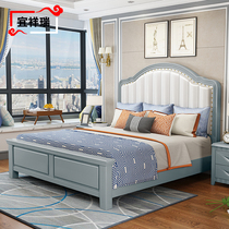 American solid wood bed 1 8 white double bed modern simple light luxury master bedroom 1 5 meter princess bed soft bag wedding bed