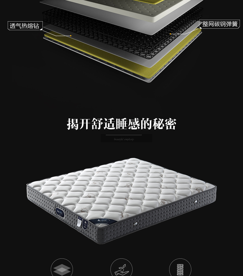 Nệm cao su lạc đà năm sao Yiluo Simmons 1,5 m 1,8 m toàn bộ lò xo lưới c12 - Nệm nệm lò xo