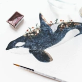 Акварель, мелки, пигментированная кисть, лайнер, Россия, ручная роспись