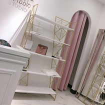 Iron Art Nordic Wind Nets Red Bookshelves Living Room Rack Living Room Shelve Shelf Shelves Narrow Metal Light Lavish Multilayer Containing