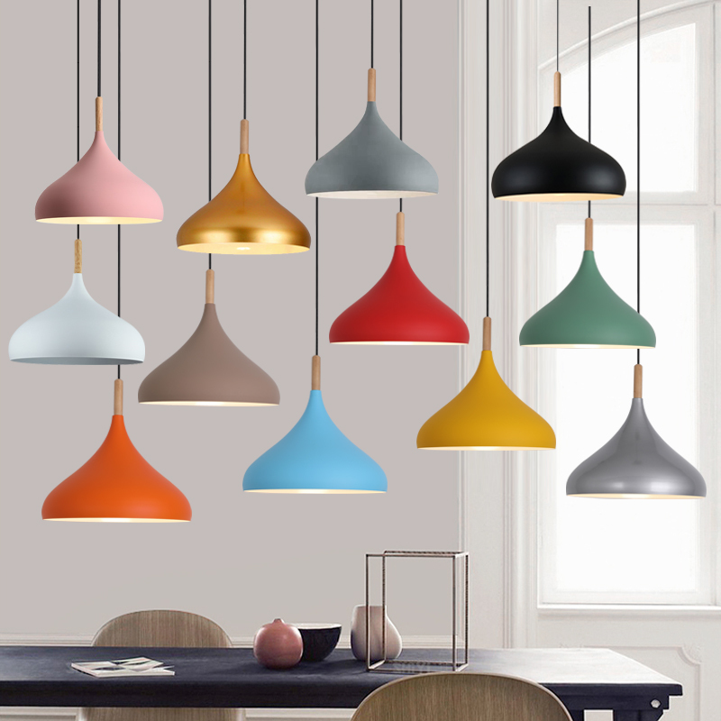 Industrial Style Restaurant Pendant Light Colorful Bar Counter Creative Hot Pot Milk Tea Shop Supermarket Single-Head Simple Barber Shop Lampshade