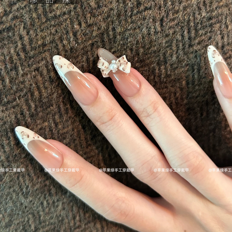 【Vintage Leopard Print】New French-Style Leopard Print Bowknot Fashionable Light Luxury Handmade Press-On Nails Detachable Nail Stickers 【Vintage Leopard Print】New French-Style Leopard Print Bowknot Fashionable Light Luxury Handmade Press-On Nails Detachable Nail Stickers