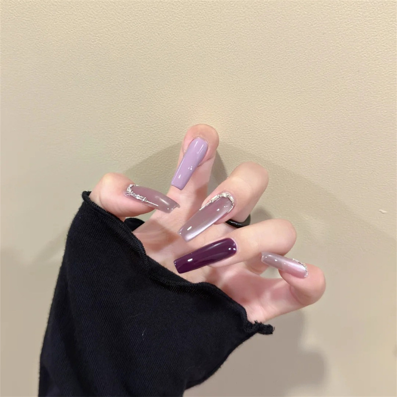 【Charming Purple】Unique Style, Brightening Purple Nail Art, Handmade Wearable Nails, Ice-Clear French Cat-Eye Stickers 【Charming Purple】Unique Style, Brightening Purple Nail Art, Handmade Wearable Nails, Ice-Clear French Cat-Eye Stickers