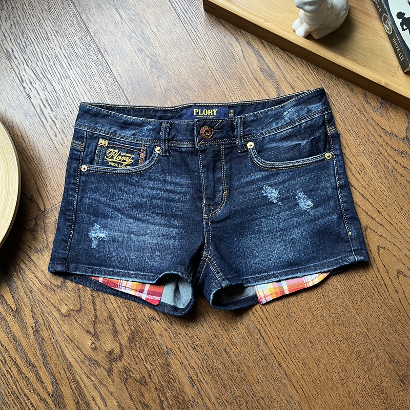 Plory Genuine 498 Yuan Summer Women's Fashionable Washed Denim Shorts