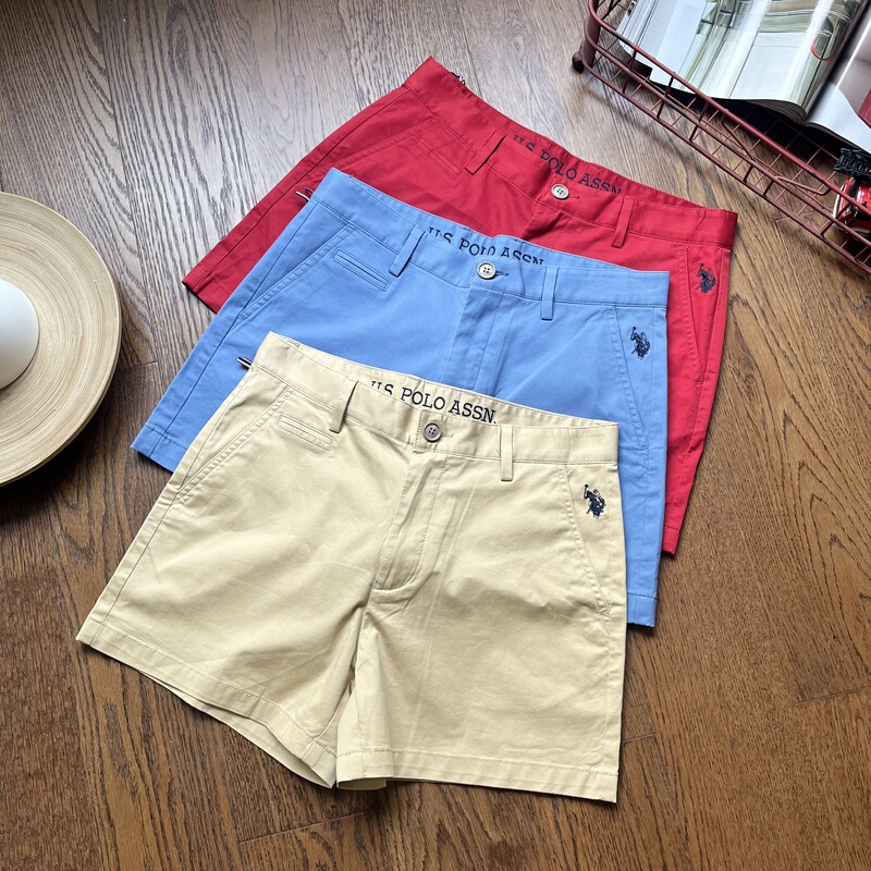 U.S. Polo Assn. Authentic Summer Women's Shorts with Letter Embroidery and Horse Logo, Slightly Stretchy Cotton, Versatile Casual Shorts