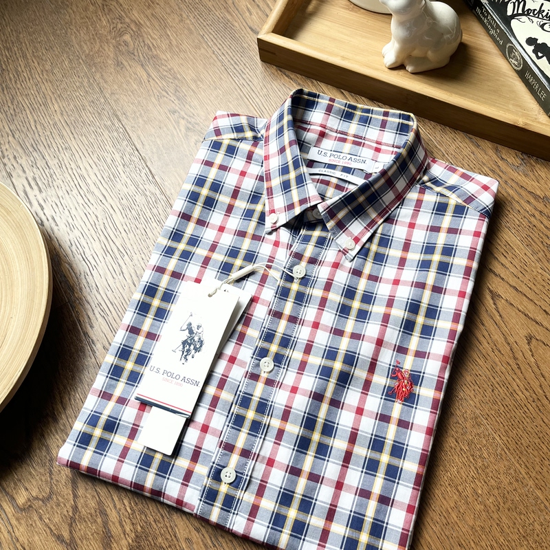 U.S. Polo Assn. U.S. Polo Association Genuine Men's Plaid Cotton Casual Short-Sleeved Shirt
