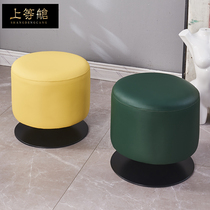 Leather rotatable small leather stool creative shoe changing stool wear shoe store pier home living room door low stool makeup round stool