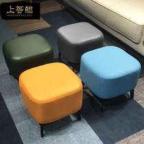 First layer cowhide sofa stool change shoe stool home door wear shoe stool light luxury leather stool small leather stool low stool square stool