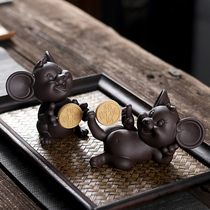 Creative cute Purple sand tea pet boutique can raise handmade lucky mouse Tea accessories Tea table tea table tea play ornaments