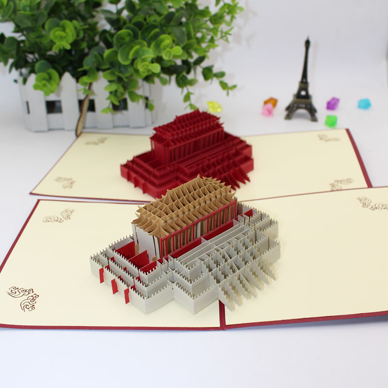 Creative 3D Lenticular greeting card handmade DIY origami paper cut carving Taj Mahal architectural model Folding souvenir