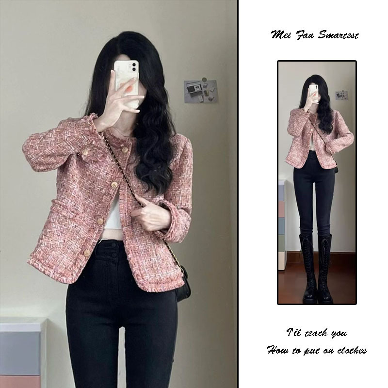 Tweed Jacket for Women, Spring and Autumn New Style, Vintage, High-End, Elegant, Mature Style, Tweed Top, Early Autumn