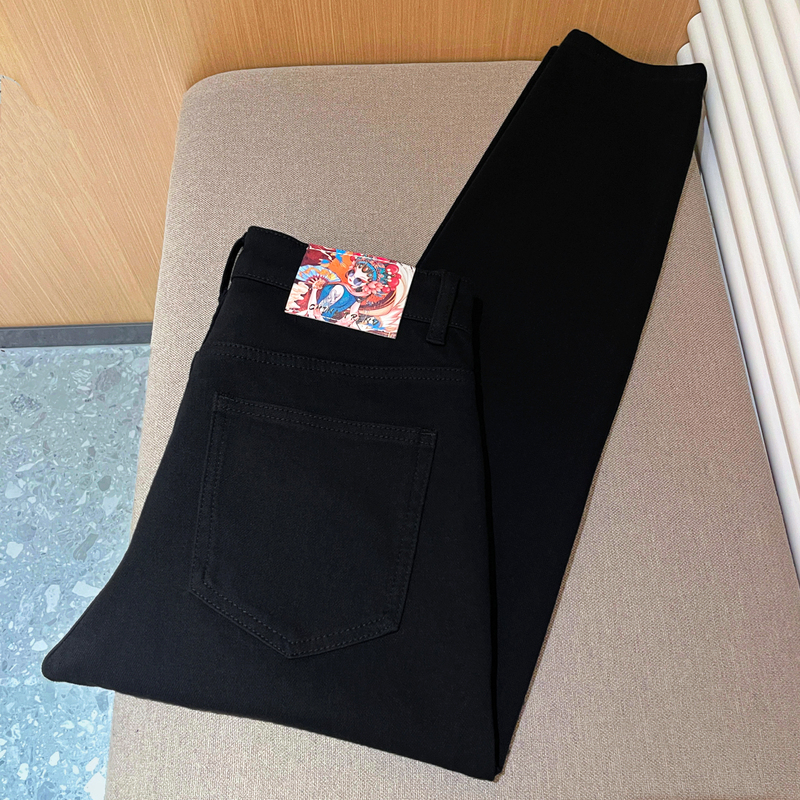 Summer Style Four-Way Stretch/Light Luxury Cropped Jeans for Men/Original Design Lyocell Pure Black Slim Fit Skinny Pants Summer Style Four-Way Stretch/Light Luxury Cropped Jeans for Men/Original Design Lyocell Pure Black Slim Fit Skinny Pants