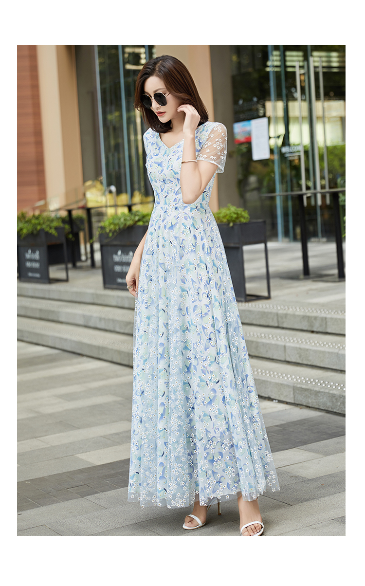 C3767 2670K VÁY ĐẦM LIỀN THÂN DÁNG DÀI NỮ RUUREAG LƯỚI MỎNG MÙA HÈ HỌA TIẾT HOA CỔ CHỮ V THỜI TRANG NỮ VẢI VOAN G06 SẢN PHẨM MỚI