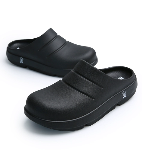 Черные мужские тапочки, униформа врача, тапочки в стиле Crocs на платформе, закрытый носок