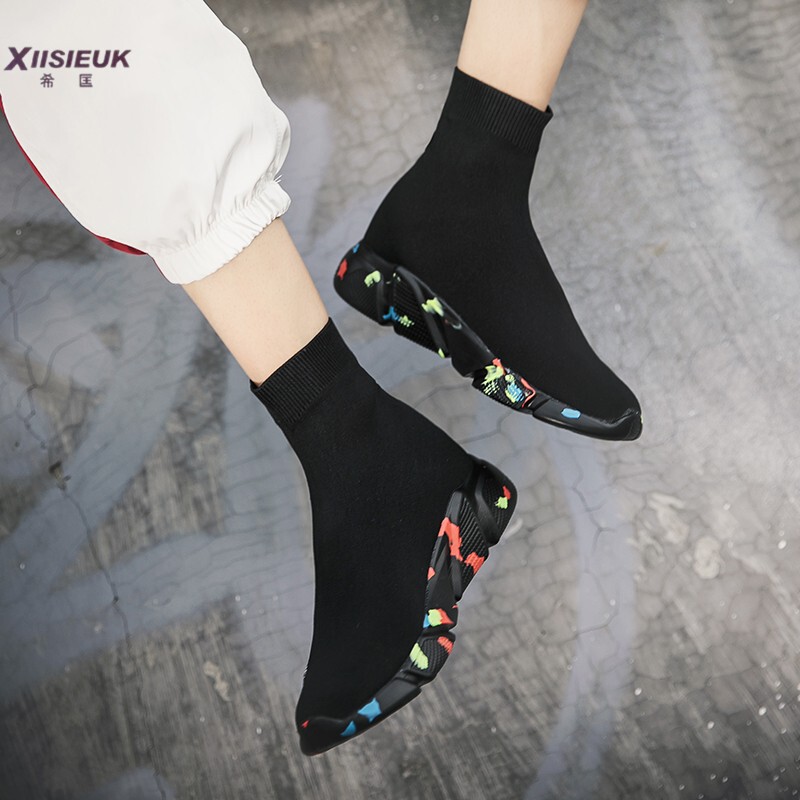 Summer High-Waisted Canvas Shoes for Men, Slip-On Without Laces, Knitted Fabric Shoes, Socks, Hairstylist Height-Increasing Casual Sneakers Summer High-Waisted Canvas Shoes for Men, Slip-On Without Laces, Knitted Fabric Shoes, Socks, Hairstylist Height-Increasing Casual Sneakers