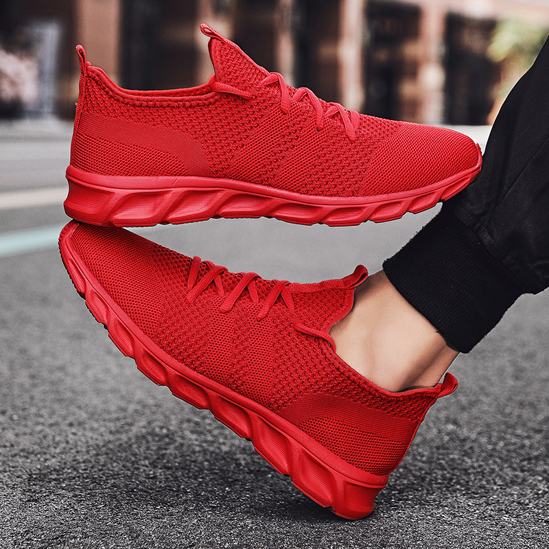 Big Red Size 45 46 47 Shoes for Men, All Red Casual Sports Shoes for Primary and Secondary School Students, Zodiac Year Mesh Trendy Shoes