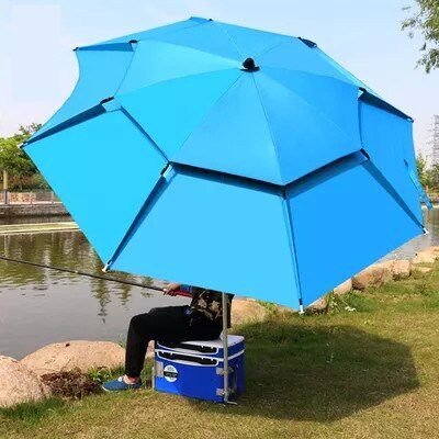 Big fishing umbrella three folding universal anti-storm special plug outdoor extension 2 4 meters thickened short section shade