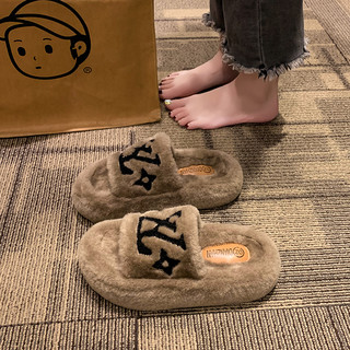 Kiss Carver 2023 new autumn Korean style furry slippers for women